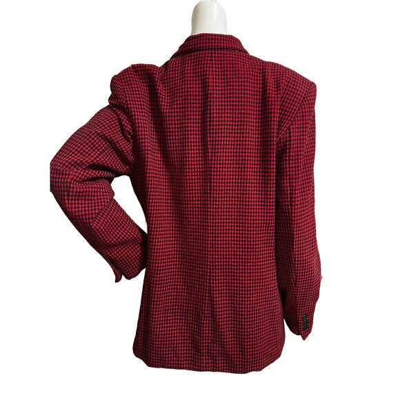 VTG Pendleton Red/Black Herringbone Virgin Wool Jacket Size 14 - Picture 4 of 5